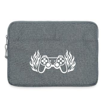 Flammen Controller, brennende Gamepad Grafik - Laptoptasche 15" - Grau meliert - Vorne
