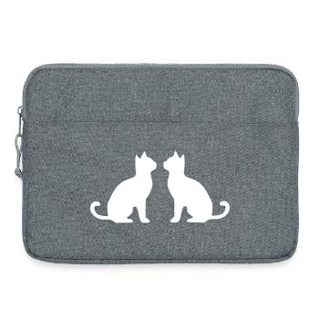 Katze Silhouette weiß Geschenk Katzenliebhaber - Laptoptasche 15" - Grau meliert - Vorne