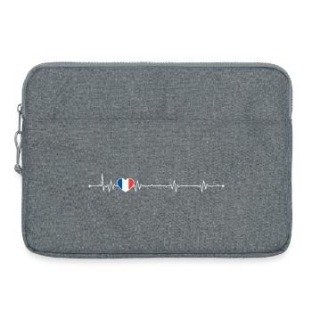 Heartbeat Frankreich Flagge - Laptoptasche 15" - Grau meliert - Vorne