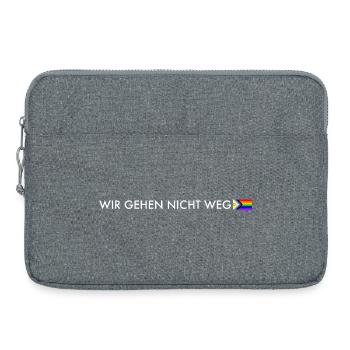 Wir gehen nicht weg – Progress Pride Statement - Laptoptasche 15" - Grau meliert - Vorne