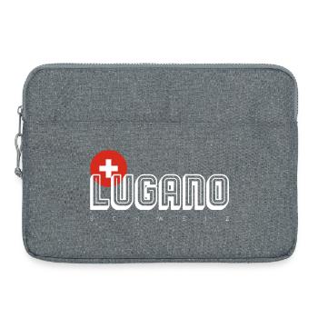 Lugano Schweizerkreuz Umriss Logo - Laptoptasche 15" - Grau meliert - Vorne