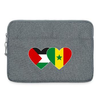 Palestine Sénégal Drapeau Coeur - Sacoche pour ordinateur portable 15 pouces - gris chiné - Devant