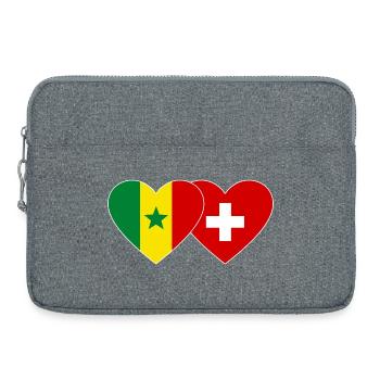 Senegal Schweiz Flagge Herz - Laptoptasche 15" - Grau meliert - Vorne