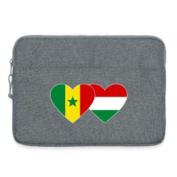 Sénégal Hongrie Drapeau Mains Coeur Forme - Sacoche pour ordinateur portable 15 pouces - gris chiné - Devant