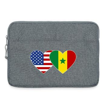 USA Senegal  Flagge Herz - Laptoptasche 15" - Grau meliert - Vorne