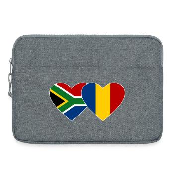 Südafrika Rumänien Flagge Herz - Laptoptasche 15" - Grau meliert - Vorne