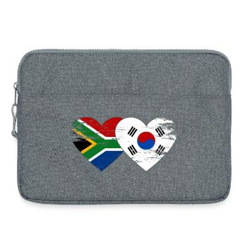 Afrique du Sud Drapeau de la Corée du Sud Coeur - Sacoche pour ordinateur portable 15 pouces - gris chiné - Devant