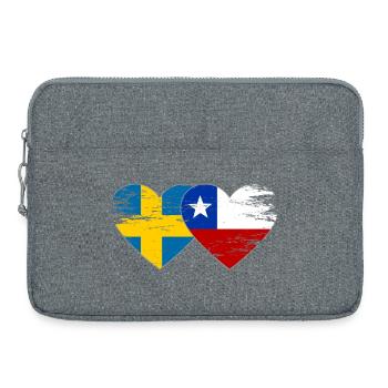 Suède Chili drapeau coeur utilisé - Sacoche pour ordinateur portable 15 pouces - gris chiné - Devant