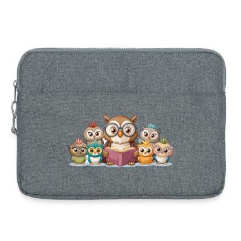 Niedliche Eulenfamilie liest gemeinsam Geschichte Kunst - Laptoptasche 15" - Grau meliert - Vorne