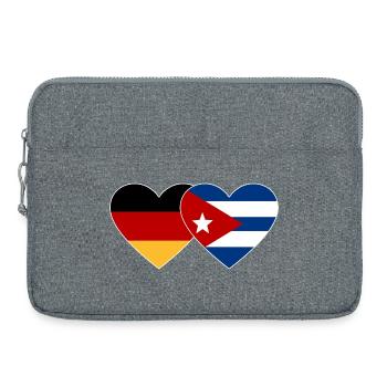 Deutschland Kuba Flagge Herz - Laptoptasche 15" - Grau meliert - Vorne