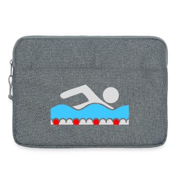 Swimmer, Pictogram, Freestyle, Wave, Pool, Sport - Laptop bag 15" - heather grey - Front