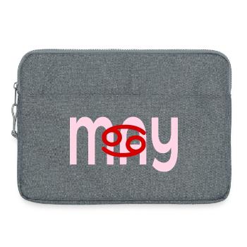Anniversaire mai - Signe du zodiaque Cancer - Sacoche pour ordinateur portable 15 pouces - gris chiné - Devant