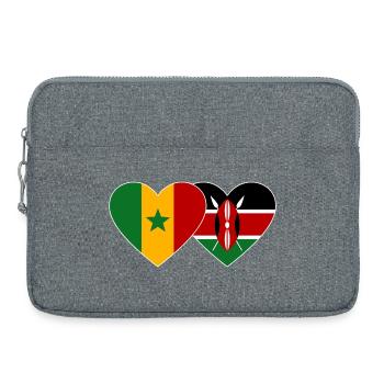Senegal_Kenia_Flagge_Herz - Laptoptasche 15" - Grau meliert - Vorne