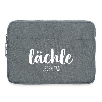 Lächle jeden Tag – Positives Motivations-Textdesig - Laptoptasche 15" - Grau meliert - Vorne