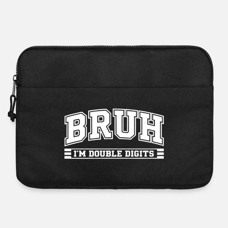 Bruh 10 Year Old Double Digits Humor Birthday - Laptop bag 15" - black