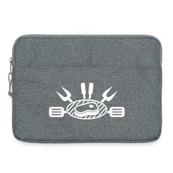 Grillmeister Emblem | BBQ Steak Icon - Laptoptasche 15" - Grau meliert - Vorne