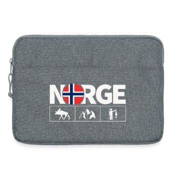 Norge Norwegen Flagge Elch Angeln Fjord - Laptoptasche 15" - Grau meliert - Vorne