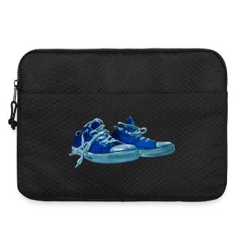 Blue sneaker print - Laptop bag 15" - black - Front