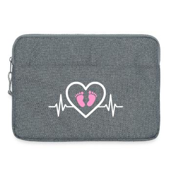 Pregnancy Announcement Heart Pink Footprints Girl - Laptop bag 15" - heather grey - Front