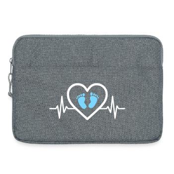 Pregnancy Announcement Heart Blue Footprints Boy - Laptop bag 15" - heather grey - Front