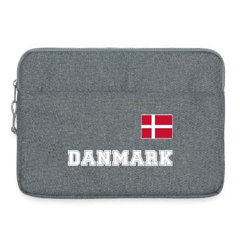 Dänemark Trikot Look – DANMARK mit Fahne Flagge - Laptoptasche 15" - Grau meliert - Vorne
