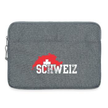 Schweiz Bold Map with White Cross - Laptop bag 15" - heather grey - Front