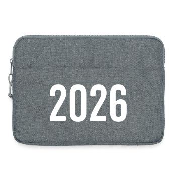 2026 Jahreszahl Ziffer - Laptoptasche 15" - Grau meliert - Vorne