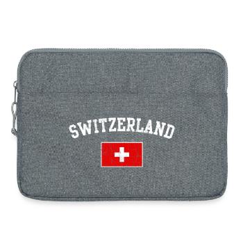 Swiss Flag Arch Typography - Laptop bag 15" - heather grey - Front