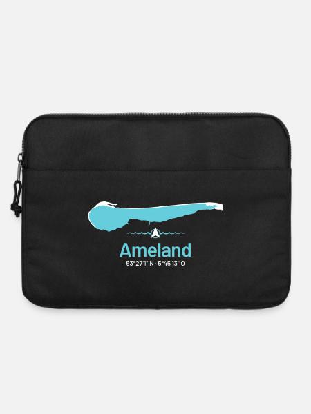 Ameland | Design-Landkarte - Laptoptasche 15" - Schwarz