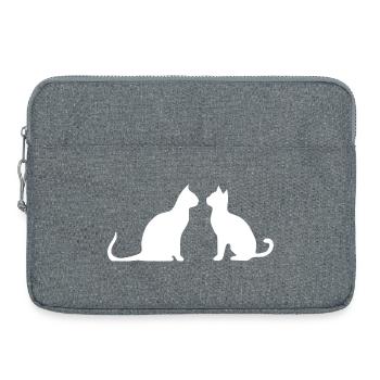 Weiße Katze 2 Katzen Silhouetten Geschenk  - Laptoptasche 15" - Grau meliert - Vorne