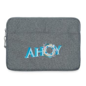 maritime English sailor greeting lettering Ahoy - Laptop bag 15" - heather grey - Front