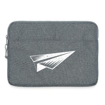 Silhouette d’avion en papier style grunge - Sacoche pour ordinateur portable 15 pouces - gris chiné - Devant