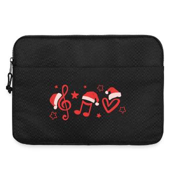 Treble clef musical notes with Christmas hats - Laptop bag 15" - black - Front