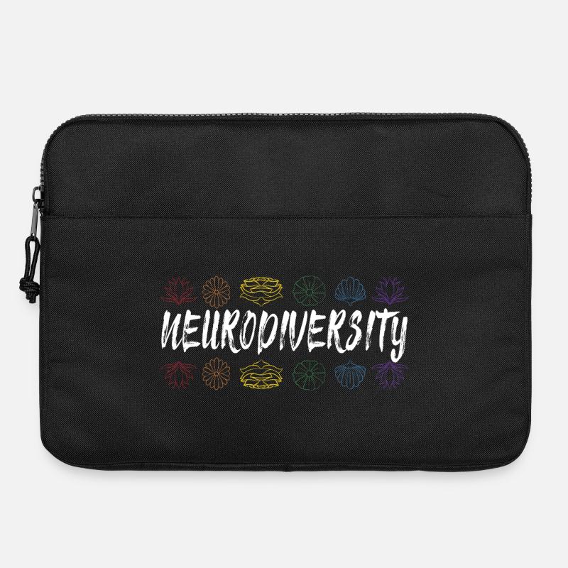 Neurodiversity Rainbow Floral Typography - Laptop bag 15" - black