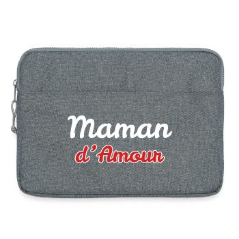 Maman d'amour - idée cadeau maman et future maman - Sacoche pour ordinateur portable 15 pouces - gris chiné - Devant