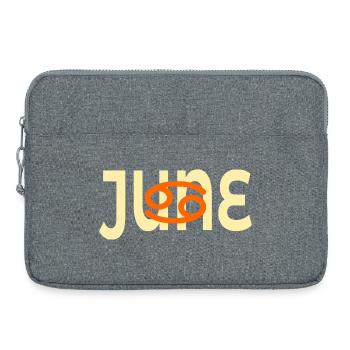 Anniversaire juin - Cancer du signe du zodiaque - Sacoche pour ordinateur portable 15 pouces - gris chiné - Devant