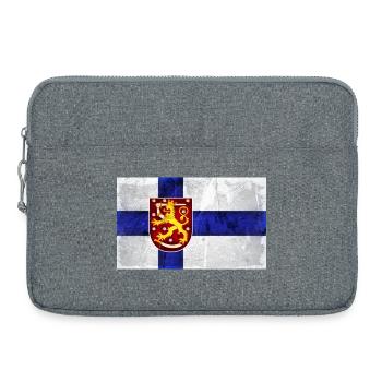 Drapeau de la Finlande Lion - Sacoche pour ordinateur portable 15 pouces - gris chiné - Devant