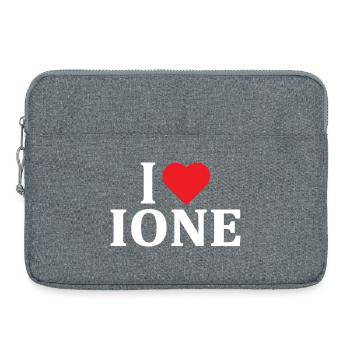 nom du t-shirt J’adore Ione idée cadeau t-shirt - Sacoche pour ordinateur portable 15 pouces - gris chiné - Devant