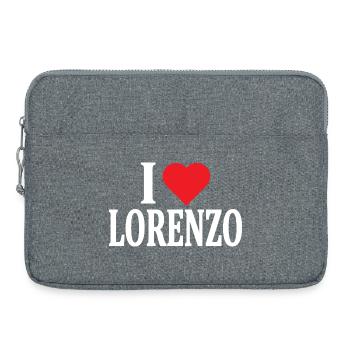nom du t-shirt J’aime Lorenzo idée cadeau t-shirt - Sacoche pour ordinateur portable 15 pouces - gris chiné - Devant
