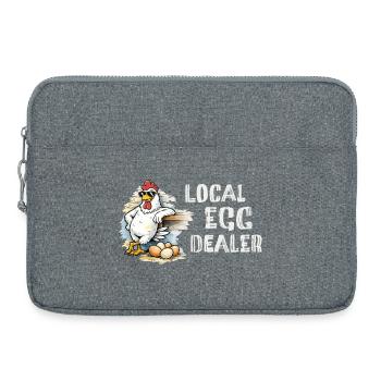 Marchand d’œufs local – Motif drôle de poulet - Sacoche pour ordinateur portable 15 pouces - gris chiné - Devant