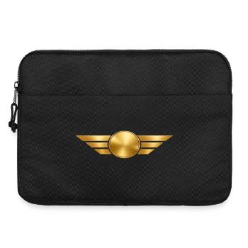 Goldenes Flügelemblem individuell personalisieren  - Laptoptasche 15" - Schwarz - Vorne