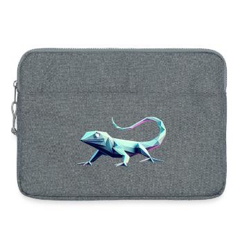 Lézard qui court origami géométrique 3d - Sacoche pour ordinateur portable 15 pouces - gris chiné - Devant