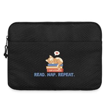 Cat on Books with Saying Read. Nap. Repeat. - Laptop bag 15" - black - Front