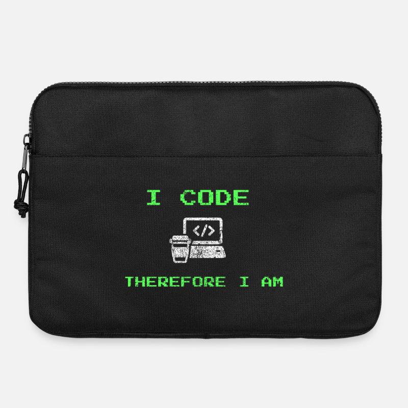 I Code Therefore I Am – Funny Developer Tee - Laptop bag 15" - black