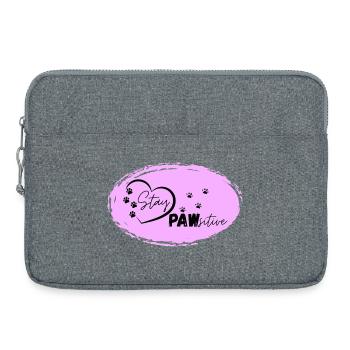 Dog Heart Motif with Paw Marks, Stay Pawsitive, - Laptop bag 15" - heather grey - Front
