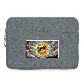 Sonne mit Sonnenbrille im Kosmos - Laptoptasche 15" - Grau meliert - Vorne