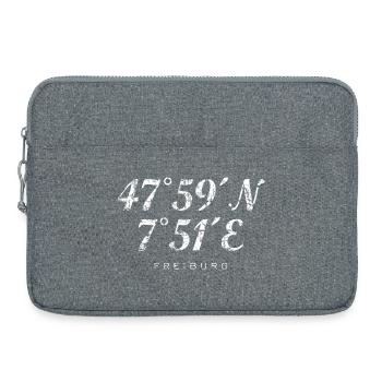 Freiburg Koordinaten (Vintage/Weiß) - Laptoptasche 15" - Grau meliert - Vorne