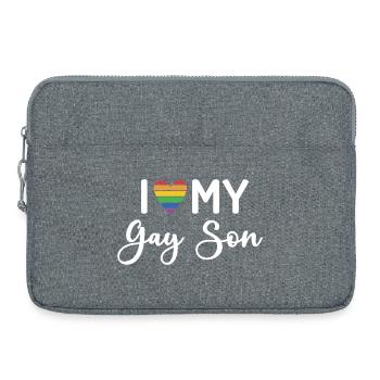J’aime mon fils gay - Sacoche pour ordinateur portable 15 pouces - gris chiné - Devant