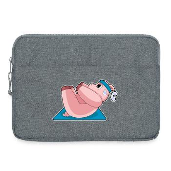 Entraînement abdominal Porc Bodybuilding - Sacoche pour ordinateur portable 15 pouces - gris chiné - Devant