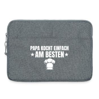 Papa cuisine tout simplement mieux - Chef de la fête des pères - Sacoche pour ordinateur portable 15 pouces - gris chiné - Devant